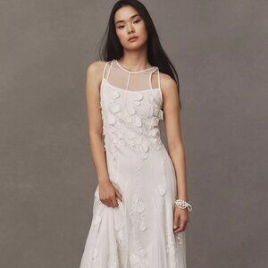 NEW. NWT  BHLDN Wedding Calla Sleeveless Tulle Floral Appliqué Maxi Dress (M)